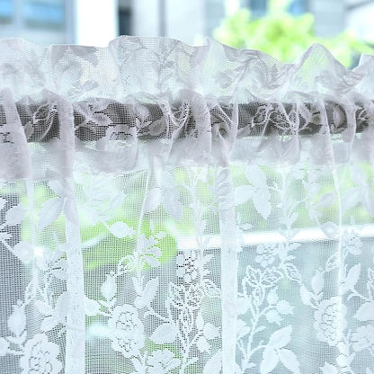FINECITY White Lace Valance for Kitchen Window W52 x L18 Inch 1 Panel | Rod - Image 4