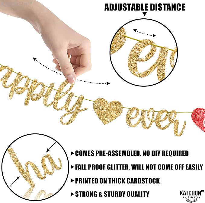 KatchOn Glitter Happily Ever After Banner 10 Ft, Bridal Shower Decorations | - Image 5