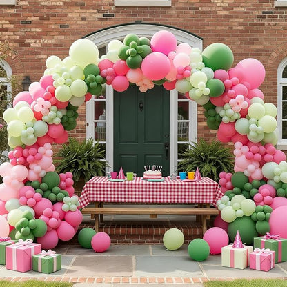 FunHot Sage Green Pink Balloons, 12 Inch Light Yellow Ivory Latex Balloons - Image 6