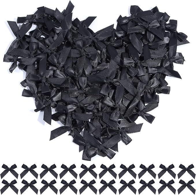 Black Mini Bows 1.57" 100PCS Small Satin Ribbon Bows by Loomeshribbonforcrafts%EF%BC%81