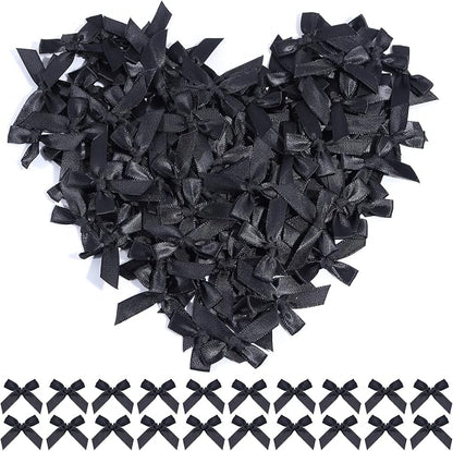 Black Mini Bows 1.57" 100PCS Small Satin Ribbon Bows by Loomeshribbonforcrafts%EF%BC%81