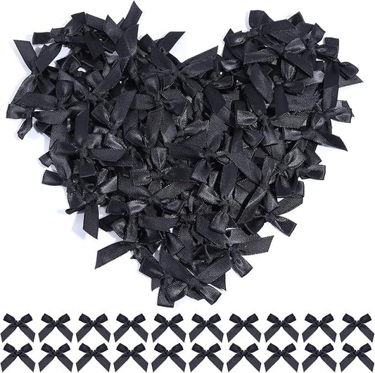Black Mini Bows 1.57" 100PCS Small Satin Ribbon Bows by Loomeshribbonforcrafts%EF%BC%81
