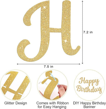 Glitter Happy Birthday Banner Sign Birthday Garland Wall Door Banners Flag - Image 2