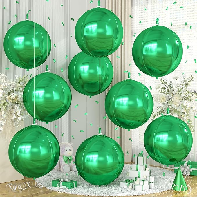 Green Round Foil Balloons 9 pcs by Cledeco