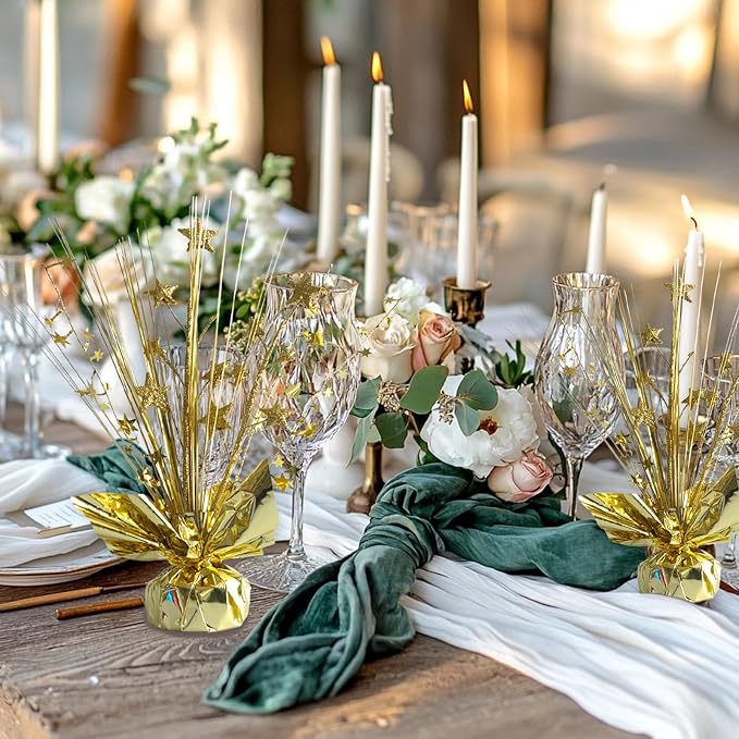 12 Pack Metallic Gold Foil Spray Centerpieces Stars Brust Table Centerpieces - Image 6