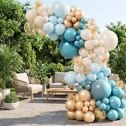Sea Blue Balloon Garland Arch Kit 151pcs, Dusty Teal Light Blue Cream White - Image 7