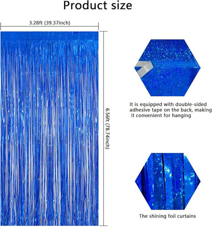 Navy Blue Foil Fringe Backdrop for Party Wall Decorations, Streamer Birthday - Image 3