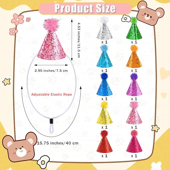 CANREVEL Mini Party Hats for Stuffed Animals Headwear, Birthday Hats - Image 3