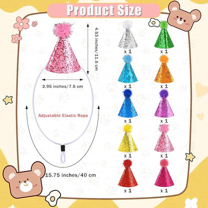CANREVEL Mini Party Hats for Stuffed Animals Headwear, Birthday Hats - Image 3