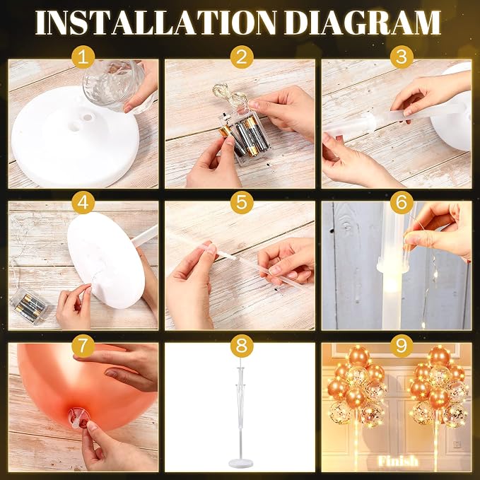 Wettarn 2 Sets Floor Balloon Column Stand Kit - Image 2