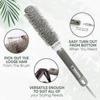Round 25(mm) Barrel with 2 Clips – Round Hair Brush with Flexible Nylon 66 Bristles Nano Ionic Heat Resistant Tech for Professional Curling, Styling & Shining Texture