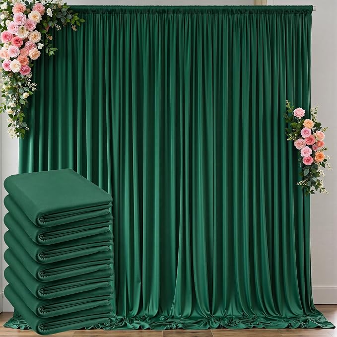 30 ft x 10 ft Wrinkle Free Hunter Green Backdrop Curtain by Outpain