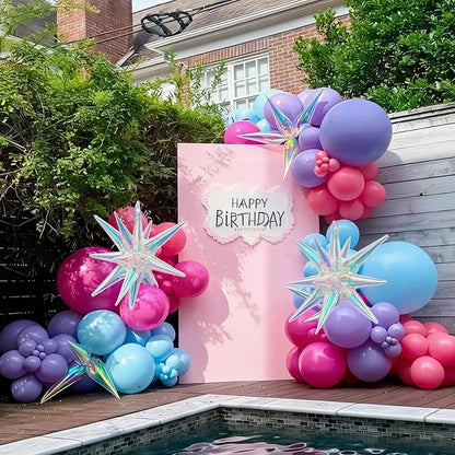Pink Purple Blue Balloons, 12inch Metallic Hot Pink Purple Blue Balloons - Image 4