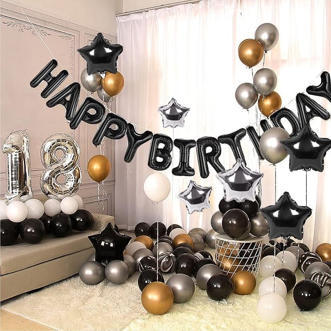 CANREVEL Happy Birthday Banner Decorations + Sign Balloons, - Image 7