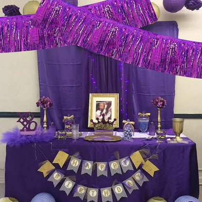 BEISHIDA Laser Purple Fringe Garland Banner 30ft Wall Tinsel Foil Streamers | - Image 5
