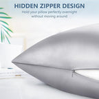 Silk Pillow Cases Standard Size 100% Mulberry Silk Pillowcase for Hair & Skin 22 Momme Both Sided Grade 6A Silk Cooling Soft Breathable 20 x 26 Inches with Hidden Zipper 1PC, Grey