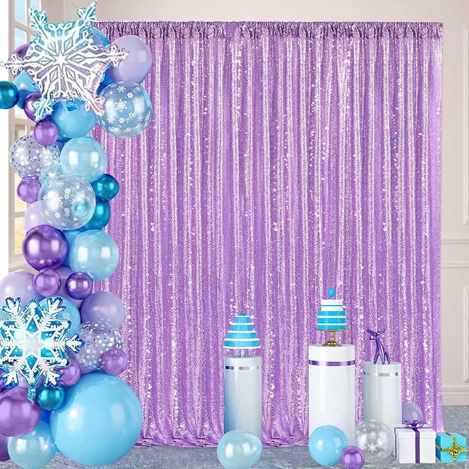 8ft x 8ft Light Purple Sequin Backdrop - Image 2