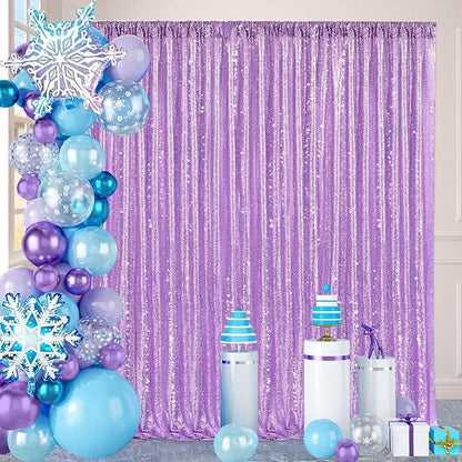 8ft x 8ft Light Purple Sequin Backdrop - Image 2