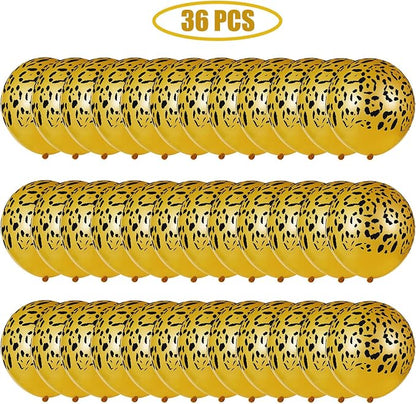 Gejoy 36 Pcs Gold Cheetah Print Balloons 12 Inch Leopard Print Balloons Safari - Image 3