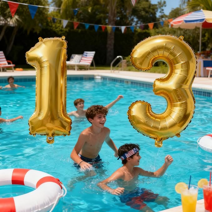 Gold Number 13 Balloons 40 Inch Giant Number Gold 13 Foil Mylar Balloons - Image 5