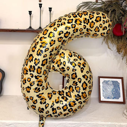 40Inch Large Leopard Print Number 5 Foil Balloons Cheetah 5th Wild One First - Image 5