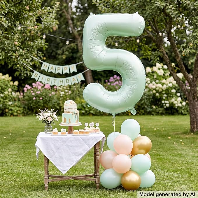 40 Inch Olive Green Number 5 Foil Balloon - Image 3