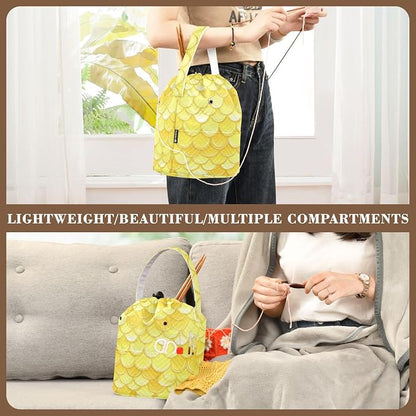 Yarn Bag Small Crochet Bag Drawstring Yarn Storage Organizer Knitting Project - Image 5