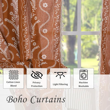 Schweek 108 Inches Long 2 Panels Boho Curtains - Image 4