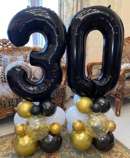 40 Inch Black 30 Number Balloons Giant Jumbo Huge 30 Foil Mylar Helium Number - Image 4
