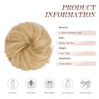 FESHFEN Messy Bun Hair Piece - Elastic Wavy Curly Hair Bun Scrunchies Extensions Synthetic Chignon Hairpieces for Women, Champagne Blonde 1.5 oz