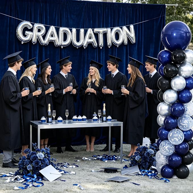 Navy Blue Black and Silver Balloon Column Stand Kit Set of 2 - Image 7
