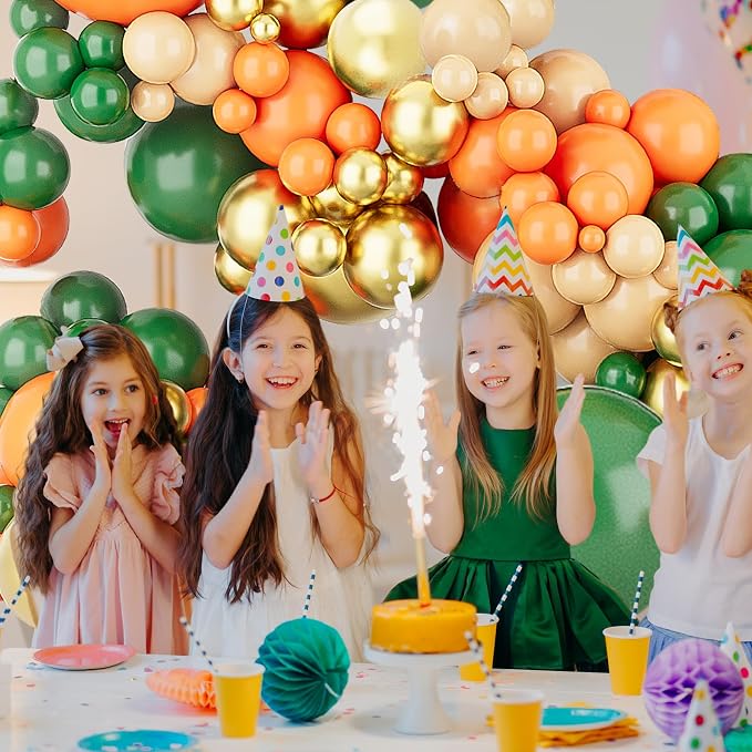 Orange Green Balloons Arch Garland Kit-123Pcs Metallic Gold Balloon Nude Balloon - Image 4