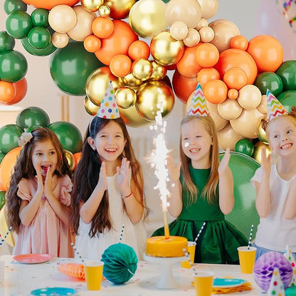 Orange Green Balloons Arch Garland Kit-123Pcs Metallic Gold Balloon Nude Balloon - Image 4