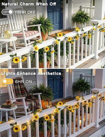 Sunflower Garland with 60LED Fairy Light Battery Operated Clear Wire | Vines - Image 6