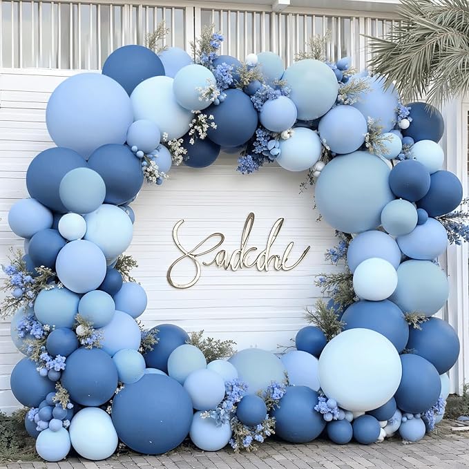 Dusty Blue Balloons Arch Kit, Double Stuffed, Party Decor | Dark Denim Blue by Zesliwy