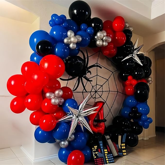 Red Blue Black Balloons, 12 Inch Royal Blue Red Confetti Latex Balloon - Image 3