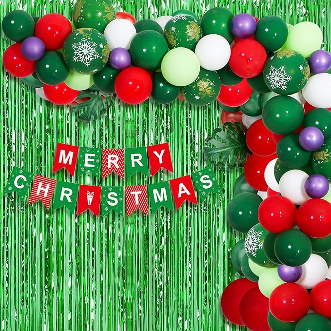 5 Pack Green Foil Curtain Backdrop 3.2ft x 9.8ft Metallic Tinsel Foil Fringe - Image 7