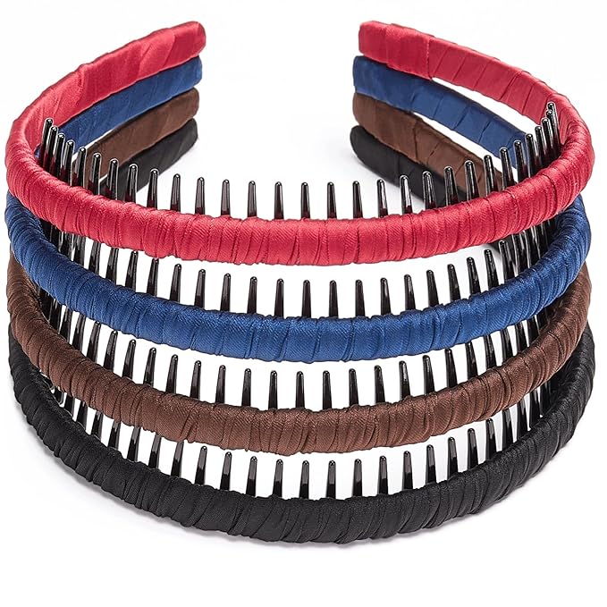 STHUAHE4PC Multicolor Protection Resin Teeth Comb Hair Hoop Hairband Headband Hair Accessories for female by Beauty hair (black+brown+blue+red)