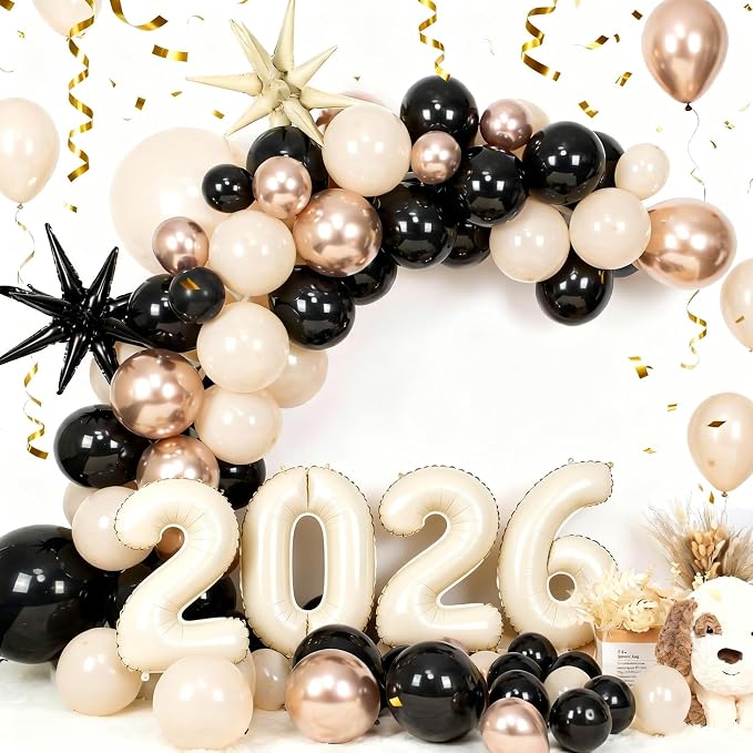 Sand White Black Gold Balloon Arch Kit, Balloon Garland - Image 3