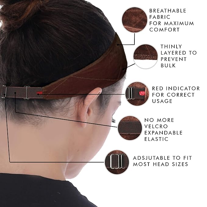Madison Headwear Wig Grip Headbands For Women- Adjustable To Custom Fit Your Head - Velvet Comfort - Wig Bands No Slip Breathable Lightweight Material For All Day Wear! Keep Wig Comfortably Secured