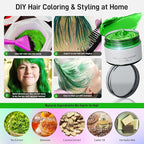 Green Hair Dye, Green Temporary Hair Color Wax, Natural Instant Hair Wax Color, Washable Hair Dye, DIY Temporary Hair Color for Teens Women Men Party Cosplay Halloween, 120g