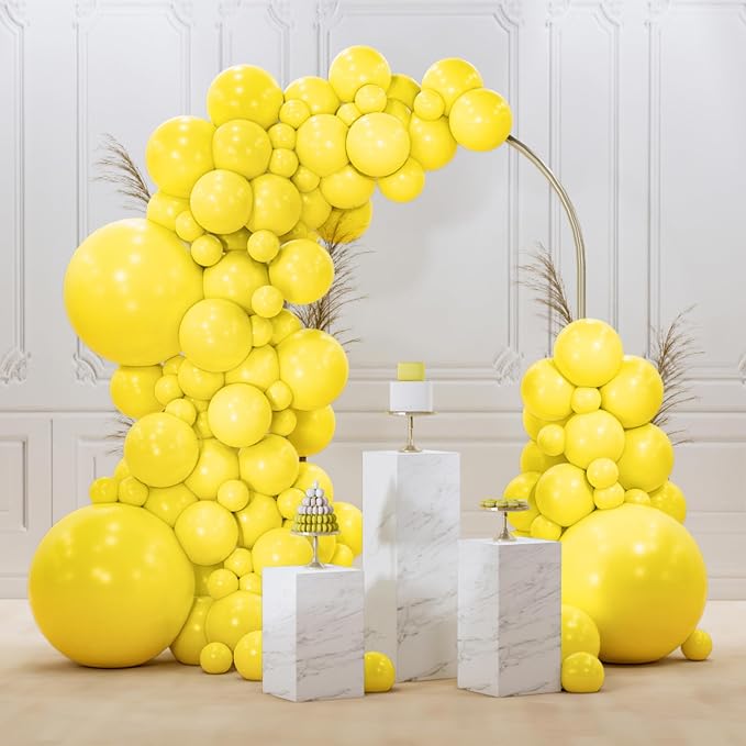 PartyWoo Yellow Balloons 128pcs Different Sizes of 18 12 10 5 Inch Matte Yellow by PartyWoo