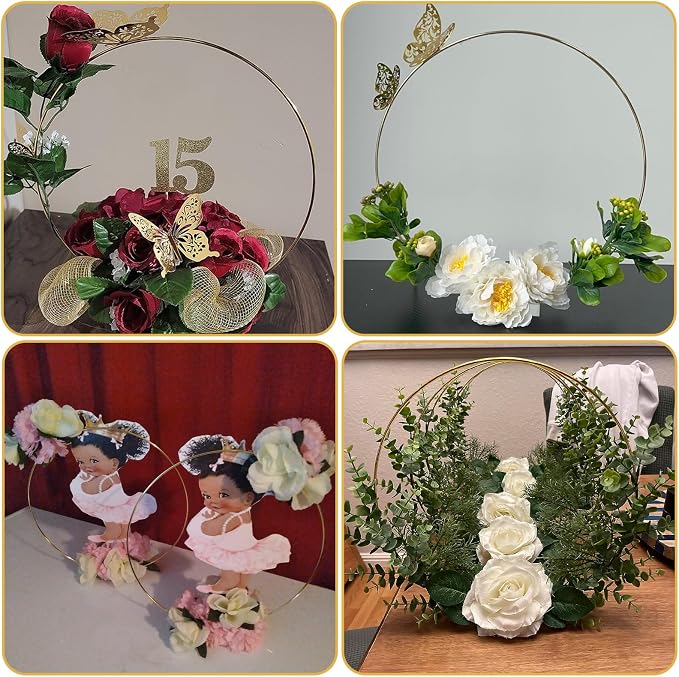 YALLOVE 10 PCS 14 Inch Floral Hoop Table Centerpiece, Flower NOT Included | - Image 5