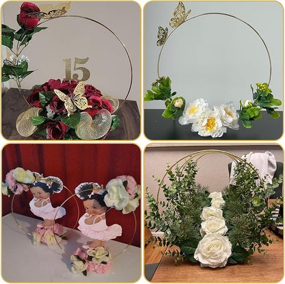 YALLOVE 10 PCS 14 Inch Floral Hoop Table Centerpiece, Flower NOT Included | - Image 5