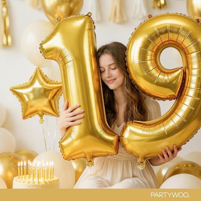 PartyWoo Number Balloons 40 Inch Gold Number 9 Kit 25pcs - Image 8