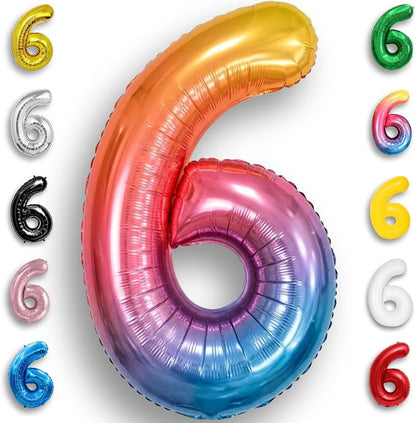 Rainbow Number Balloons 6 Mylar Foil 40 Inch by Unknown