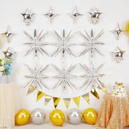 14pcs Silver Star Balloons, Mixed Star Foil Balloon, 22Inch Explosion Stars - Image 3