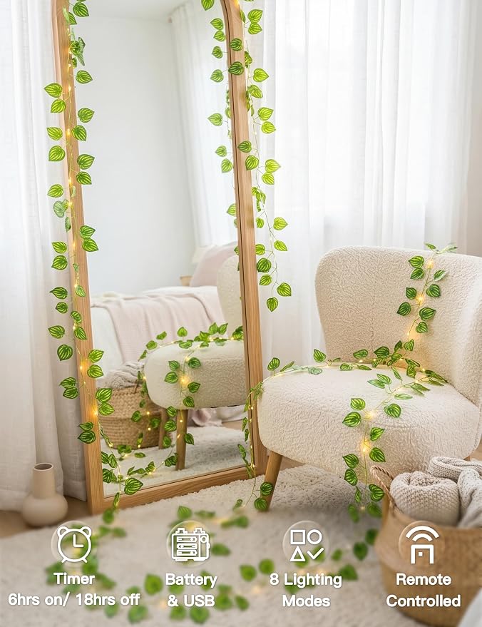 33FT Watermelon Vines with Lights Battery&USB Powered Copper Wire | 100Led - Image 2