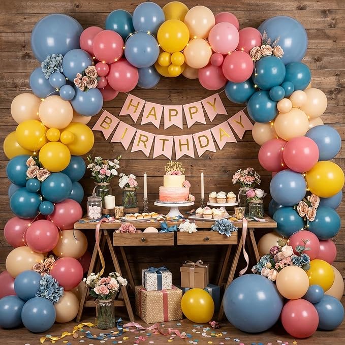 RUBFAC Colorful Balloons Boho Rainbow Party Balloon 65pcs 12 Inches Assorted - Image 4