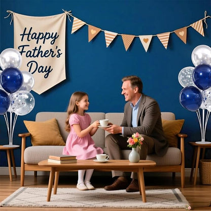 4 Sets Navy Blue Silver Balloons Stand Kit - Image 7